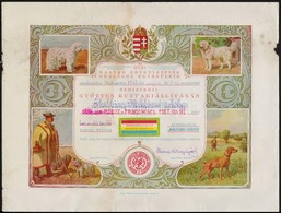 1943 Bp., Magyar Ebtenyésztők Országos Egyesülete által Nemzetközi Kutyakiállítás Győztesének Kiállított Oklevél, Foltos - Non Classés