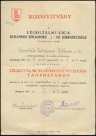 1944 Légoltalmi Liga Elsősegélynyújtás Oklevél - Non Classés