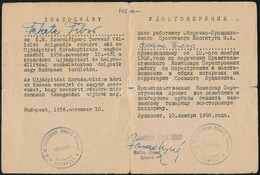 1956 Igazolvány Az É.M. Szerelőipari Tervező Vállalat újjáépítési és Helyreállítási Munkálatokban Részt Vevő Dolgozója R - Unclassified