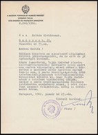 1960 Kossa István Közlekedésügyi- és Postaügyi Miniszter Személyes Hangú Levele, Autográf Aláírásával Vas Zoltán Kommuni - Non Classés