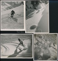 Cca 1938 A Tél örömei, Dr. Csörgeő Tibor (1896-1968) Budapesti Fotóművész Hagyatékából, 4 Db Vintage Fotó, 9,5x8,5 Cm és - Other & Unclassified