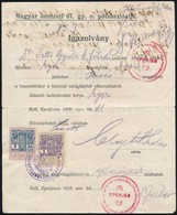 1918 Eperjes, M. Nemzeti 67. Gy. E. Pótzászlóaljának Elbocsátó Igazolványa Főhadnagy Részére, 1 K. 50 F. és 1 K. Okmányb - Non Classés