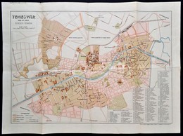 Cca 1900 Temesvár Szabad Királyi Város átnézeti Térképe, Magyar Földrajzi Intézet, Hajtásnál Kis Szakadás, 40x58 Cm - Andere & Zonder Classificatie