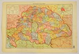 Magyarország Politikai Térképe, 1:2500000, M. Kir. Honvéd Térképészeti Intézet, Hajtásnyomokkal, 29,5×43,5 Cm - Other & Unclassified