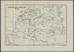 Gimnáziumok és Főiskolák 1766-ban, Térkép, M. Kir. Állami Térképészet, Hajtott, 23,5×33 Cm - Altri & Non Classificati