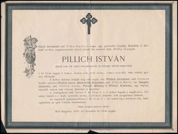 1878 Pillich István 1848-as Hovédhadnagy Halálozási értesítője - Unclassified