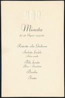 1942 Olasz Nyelvű, Angyalos Címeres Menükártya - Non Classés