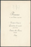 1942 Olasz Nyelvű, Angyalos Címeres Menükártya - Unclassified