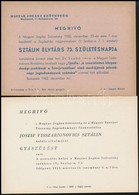 1952-1953 Magyar Jogász Szövetség Sztálin 73. Születésnapjára Rendezett ünnepi ülésének, és Halála Alkalmából Rendezett  - Unclassified