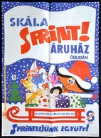 1986 'Skála Sprint Áruház Óbudán!', Tervezte: Nyárády, Plakát, Hajtott, 80×56 Cm - Autres & Non Classés