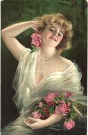 ** * 12 Db RÉGI Motívumlap; Hölgyek / 12 Pre-1945 Postcards; Ladies, With Litho - Non Classés