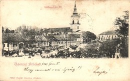 T2/T3 1908 Békés, Széchenyi Tér, Piac, árusok, Templom. Kiadja Véver Oszkár  (fl) - Non Classés