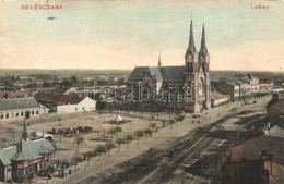 T2/T3 1910 Békéscsaba, Látkép, Római Katolikus Templom, üzletek, Piac Tér. W. L. Bp. 6524. (EK) - Non Classés