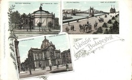 ** T4 Budapest, Feszty Körkép, Vígszínház, Erzsébet Híd. Eisler G. Kiadása, Floral, Litho (b) - Unclassified