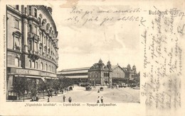 T2/T3 1907 Budapest VI. Nyugati Pályaudvar, Vasútállomás, Brück Károly Café Vígszínház Kávéháza, Villamos. Fényképezte é - Non Classés