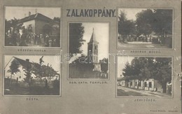 T4 Zalakoppány (Zalaszentgrót), Községi Iskola, Posta, Háborús Búcsú, Jegyzőség, Római Katolikus Templom (b) - Non Classés