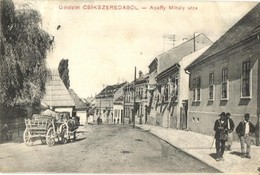 T2/T3 Csíkszereda, Miercurea Ciuc; Apaffy Mihály Utca, Szekér. Szvoboda József Kiadása / Street View, Horse Cart (EK) - Non Classés