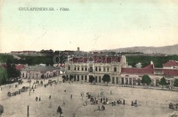 T2/T3 Gyulafehérvár, Karlsburg, Alba Iulia; Fő Tér, Hungária Szálloda, Gyulafehérvári Takarékpénztár, Fürst, Weiss Berná - Non Classés