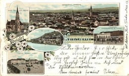 T2/T3 1895 (Vorläufer!!!) Kolozsvár, Cluj; Fő Téri Római Katolikus Templom, Tanácsház, Papírkereskedés és Nyomda, Felleg - Non Classés