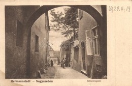 * T2/T3 Nagyszeben, Hermannstadt, Sibiu; Schullergasse / Schuller Utca. Jos. Drotleff Nr. 59. 1918. / Street View, Alley - Non Classés