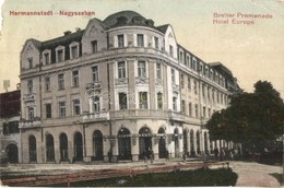 T3/T4 1918 Nagyszeben, Hermannstadt, Sibiu; Európa Szálloda, Bretter Sétány, Népfürdő / Promenade, Hotel, Spa  (EM) - Non Classés