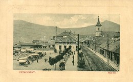 T2/T3 Petrozsény, Petrosani; Piac Tér, Piaci árusok, Bódék, Templom, üzletek. W. L. Bp. 5368. / Market Square, Vendors,  - Non Classés