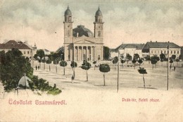 T2/T3 Szatmárnémeti, Satu Mare; Deák Tér Keleti Része, Templom / Square, Church  (EK) - Non Classés