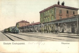 T2/T3 Érsekújvár, Nové Zámky; Vasútállomás, Gőzmozdony / Railway Station, Locomotive (EK) - Zonder Classificatie