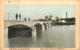 T2/T3 1914 Érsekújvár, Nové Zámky; Nyitra Folyó Híddal és Bőrgyárral, Kiadja Winter Emil / River With Bridge And Leather - Non Classés