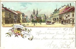 T2/T3 1897 Kassa, Kosice; Fő Tér Lóvasúttal és Nagy Szállóval, Adria üzlet / Main Square With Horse-drawn Tram And Grand - Non Classés