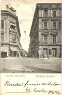 T2 1904 Kassa, Kosice; Kossuth Lajos Utca, Strausz üzlete, Gyógyszertár / Street, Shop, Pharmacy - Non Classés