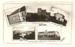 T2/T3 1938 Léva, Levice; Kasaren, Hrad, Ustav, Pohled, Mestsky Hotel / Kaszárnya, Várrom, Tanítóképző, Látkép, Városi Sz - Non Classés