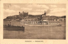 T2 Pozsony, Pressburg, Bratislava; Vár, Gőzhajó. Glass & Tuscher Kiadása / Castle, Steamship - Non Classés