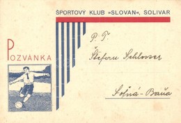 * T2 1934 Tótsóvár, Sóvár, Solivar; Pozvánka - Sportovy Klub 'Slovan' V Solivare úctive Zve Vás A Vasu Ct. Rodinu Na Svo - Non Classificati