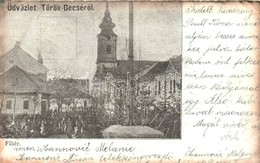 T2/T3 1899 Törökbecse, Újbecse, Novi Becej; Fő Tér, Templom / Main Square, Church (kis Szakadás / Small Tear) - Non Classés