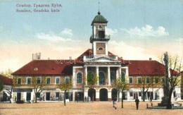 T2/T3 Zombor, Sombor; Gradska Kuca / Városháza, üzletek / Town Hall, Shops + 1941 Zombor Visszatért So. Stpl. (ragasztón - Unclassified
