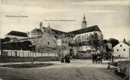 T2 1909 Enns, Franziskaner Und Stadtpfarrkirche. Photographie Und Verlag V. E. Prietzel / Franciscan Church And Parish C - Sin Clasificación