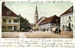 T2 Klagenfurt Am Wörthersee, St. Veiter Vorstadt. Verlag M. Neumann / Street View With Horse Cart And The Shops Of Juliu - Ohne Zuordnung