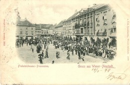 T2/T3 1899 Wiener Neustadt, Frohnleichnams Prozession / Corpus Christi Procession, Shopf Of Th. Seemann And J. Resch (we - Non Classés