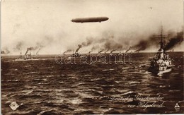 ** T1/T2 Deutsches Geschwader Vor Helgoland / German Navy, Squadron By Helgoland, Zeppelin Airship - Unclassified