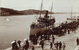 ** T1 ~1910 Tátra Egycsavaros Tengeri Személyszállító Gőzhajó Lussinpiccolo Kikötőjében / Hungarian Sea Passenger Steams - Unclassified