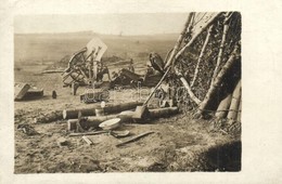 * T2 Volltreffer / Egy Szétlőtt Lőállás és ágyú / WWI Austro-Hungarian K.u.K. Military Destroyed Cannon And Firing Point - Unclassified