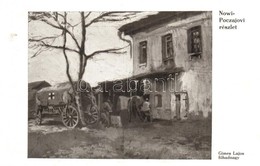 * T2 1914 Nowi-Poczajowi Részlet. Osztrák-magyar Katonák Vörös Keresztes Szanitéc Kocsival. Gimes Lajos Főhadnagy Alkotá - Non Classés