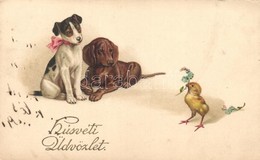 T3 Easter, Dogs, Chicken, Amag Nr. 1587. Litho (small Tear) - Non Classés