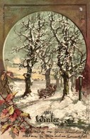 ** T4 1901 Winter; Landscape, M. Seeger's Jahreszeiten, Litho S: T. Guggenberger (pinhole) - Unclassified