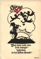 * T3 Cupid, Silhouette Art Postcard, Plischte-Karte Nr. 384. S: Georg Ritschke (fa) - Non Classés