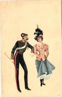 ** T3 Lady And Soldier, Art Postcard, Edgar Schmidt, Litho (wet Corner) - Non Classés