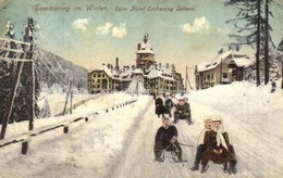 T2/T3 Semmering Im Winter. Beim Hotel Erzherzog Johann / Winter Sport, Sledding People, Bobsleigh (EK) - Ohne Zuordnung