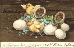 T2/T3 1906 Húsvéti Üdvözlet / Easter Greeting Postcard, Chickens, Litho Emb. (EK) - Sin Clasificación