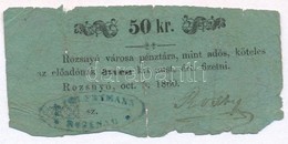 Rozsnyó 1860. 50kr 'Rozsnyó Városa Pénztára, Mint Adós' T:III-,IV
Adamo ROZ-3.3.2 - Ohne Zuordnung